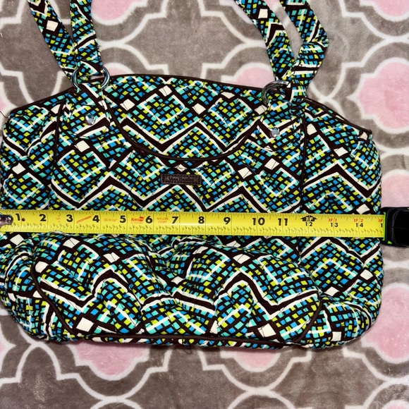 Vera Bradley Blue Black Green Mosaic Geometric Print Quilted Shoulder Bag - Picture 7 of 7